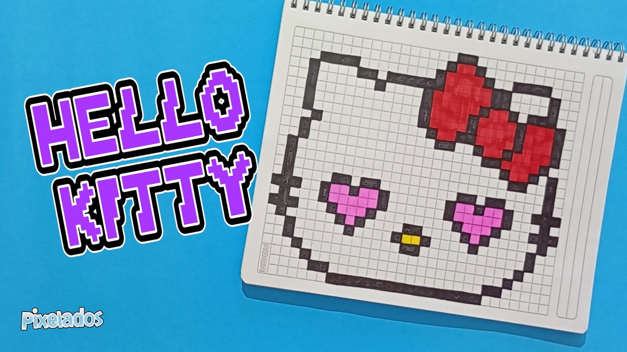 COMO DIBUJAR a HELLO KITTY paso a paso en PIXEL ART - PIXELADOS