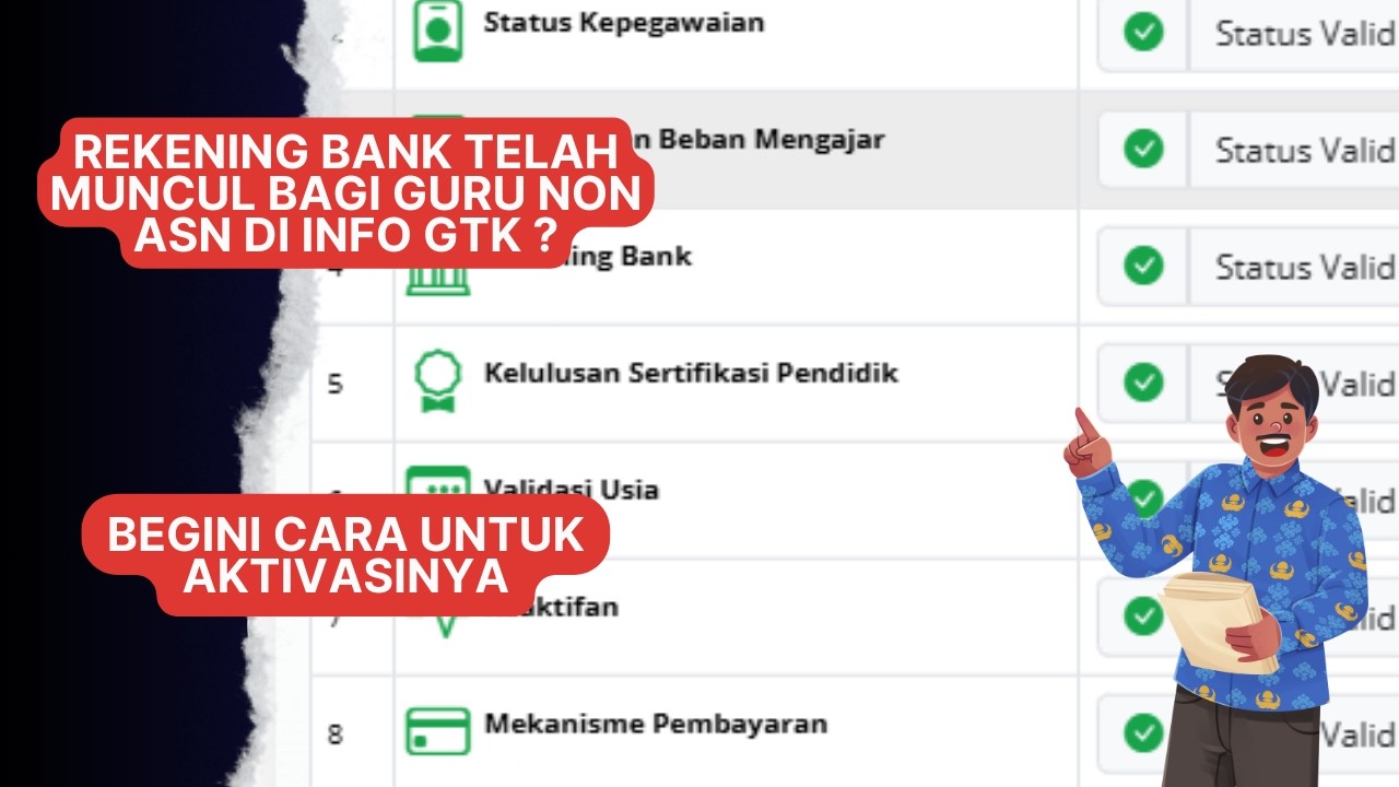 Cara mengaktifkan rekening di Info GTK bagi guru non ASN