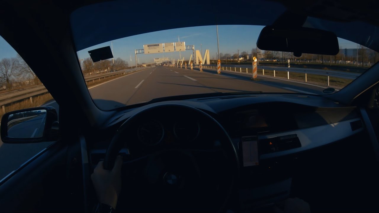 POV driving BMW e60 530i | To Munich Airport during lockdown 2 | Ghost Town