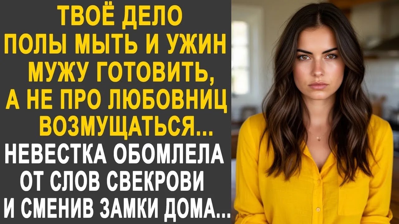 ＂Твоё дело полы мыть и ужин мужу готовить＂   невестка застыла от слов свекрови  И сменив замки