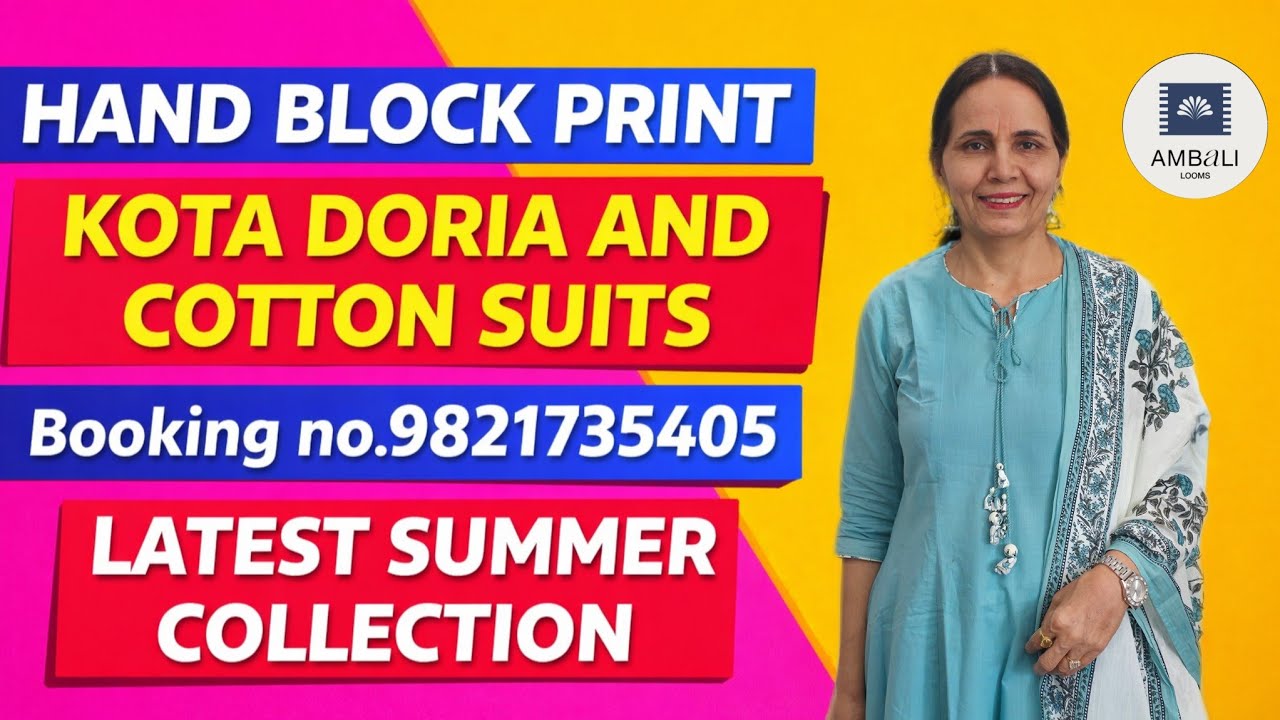9821735405...HAND BLOCK PRINT KOTA DORIA AND COTTON SUITS🥰