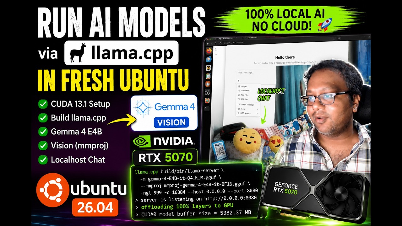 Running AI Models via llama.cpp in Fresh Ubuntu | CUDA + RTX 5070 Setup