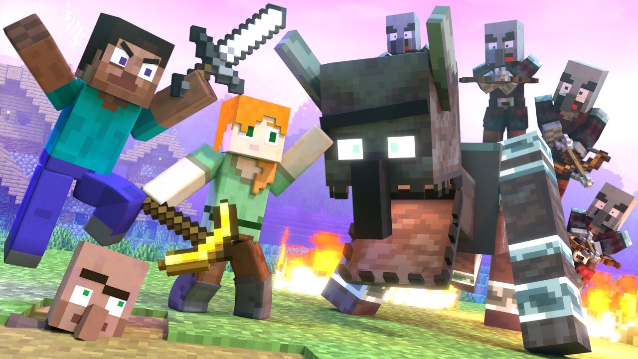 Житель деревни против жизни разбойников [Деревня Рейд] Анимация Minecraft - Алекс и Стив Лайф