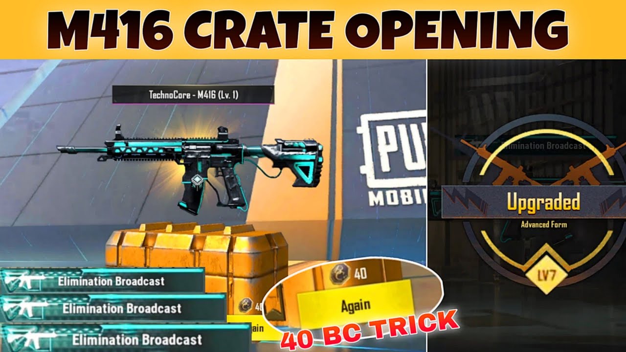 40 Bc Trick 😍| Pubg Lite M416 Technocore Crate Opening | Full Max | Pubg Lite New M416 Crate Opening