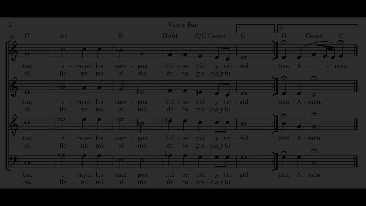 Vino y Pan - C. Camacho (Partitura coral y voces independientes para estudio)