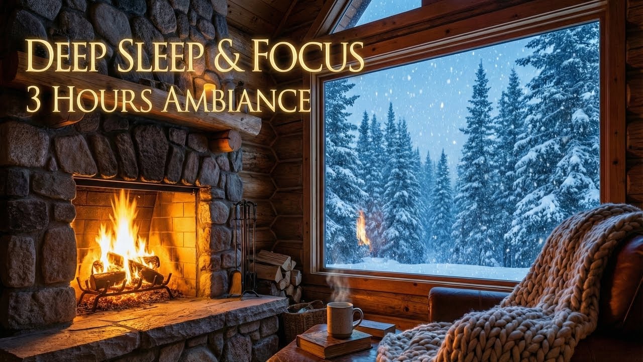 Cozy Cabin in a Heavy Snowstorm ❄️🔥 | 3 Hours Fireplace & Winter Ambiance