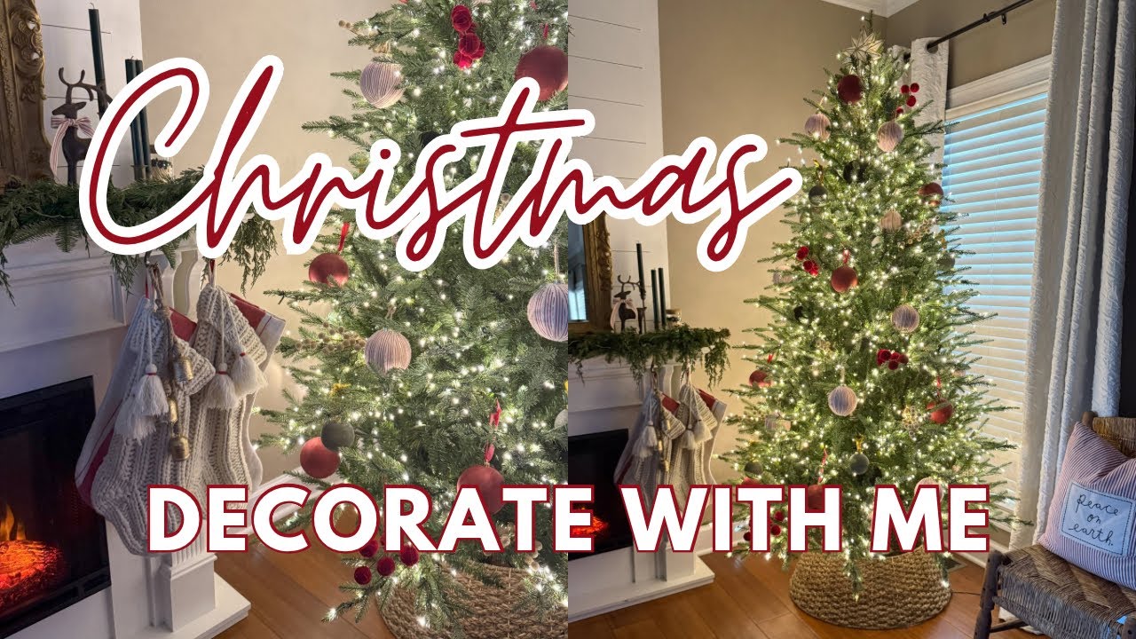 2024 CHRISTMAS DECORATE WITH ME | Christmas Tree + Fireplace Decorating Ideas