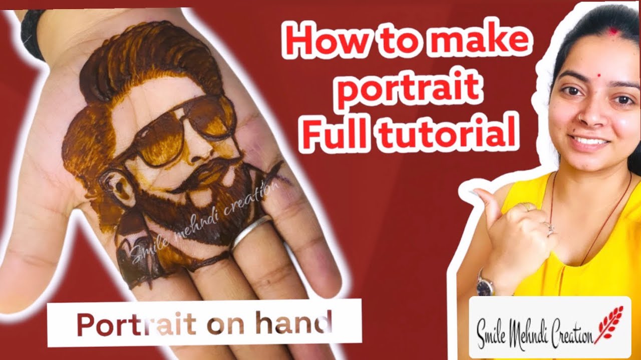 mehndi portrait video | how to make portrait mehndi on hand | Mehndi portrait kese banaye #portrait