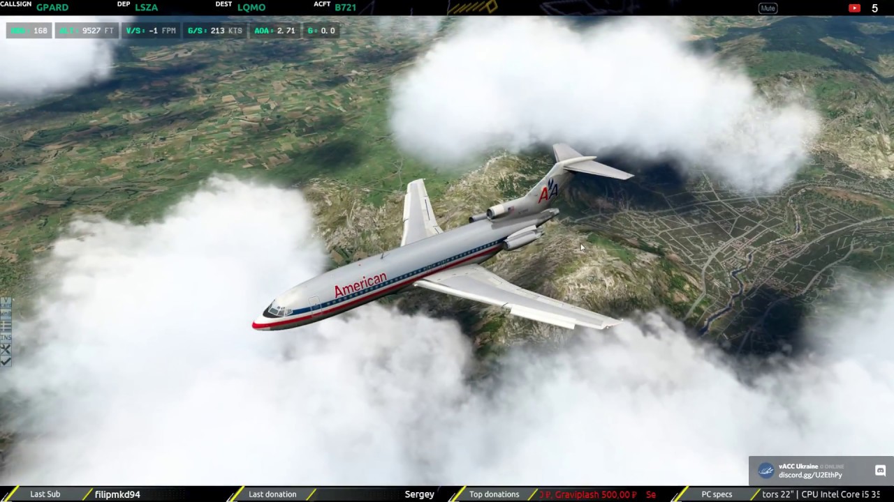 [XPL 11] LSZA - LQMO on Boeing 727-100 | VATSIM