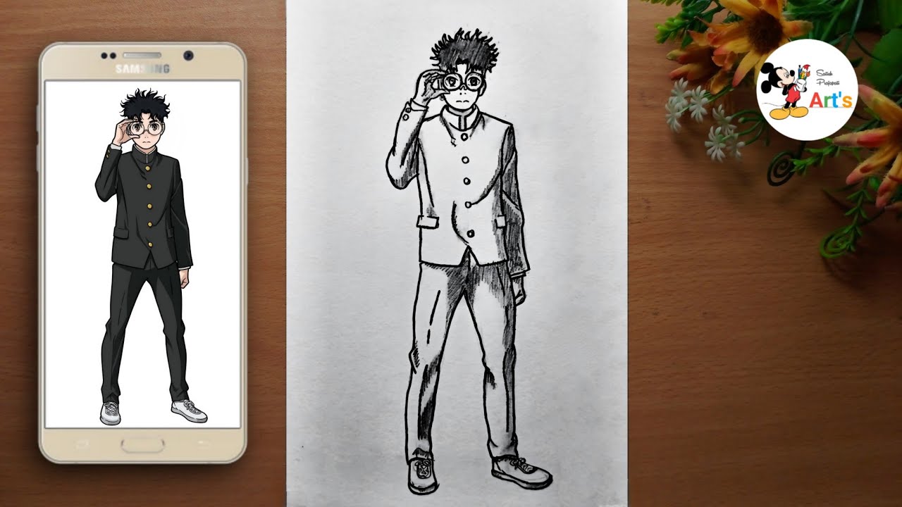 How to draw Okarun full body || ken takakura from dandadan drawing || anime full body drawing