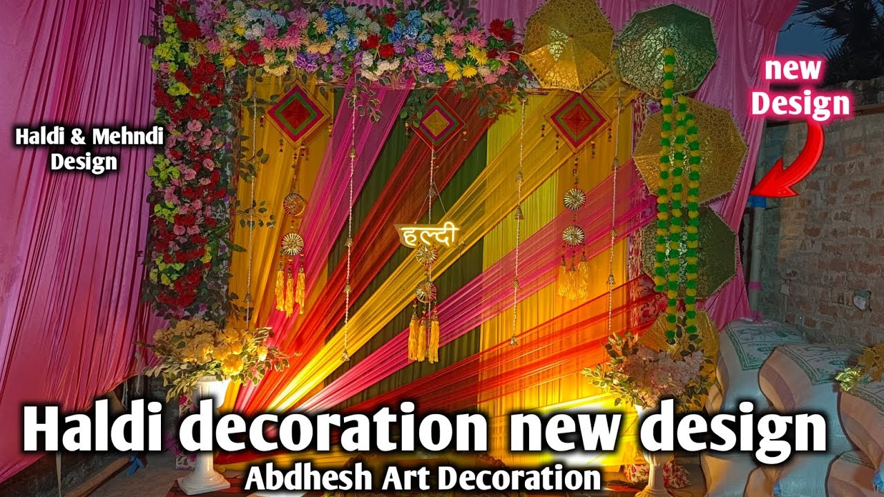 Haldi and mehndi decoration new design | 👍 simple and easy decoration || 🙂