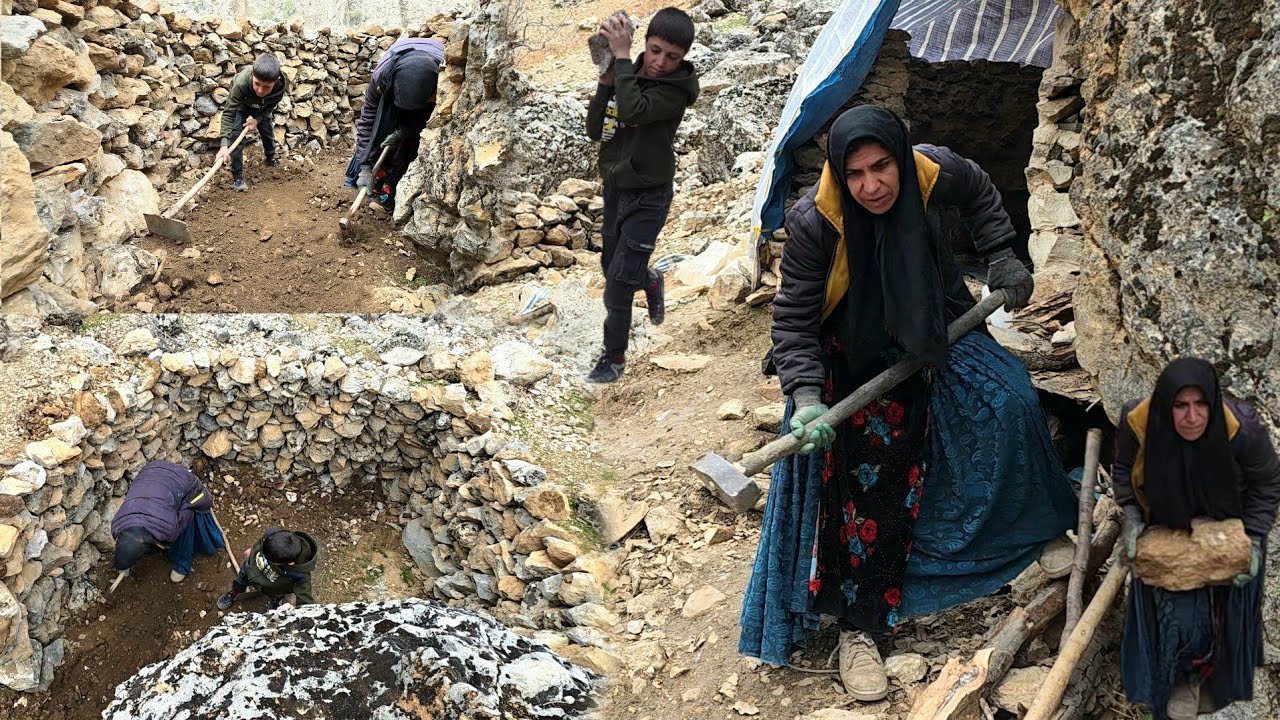 Nomadic life in Zagros | Survival of a nomadic mother in the mountains | Life in a cave in Iran