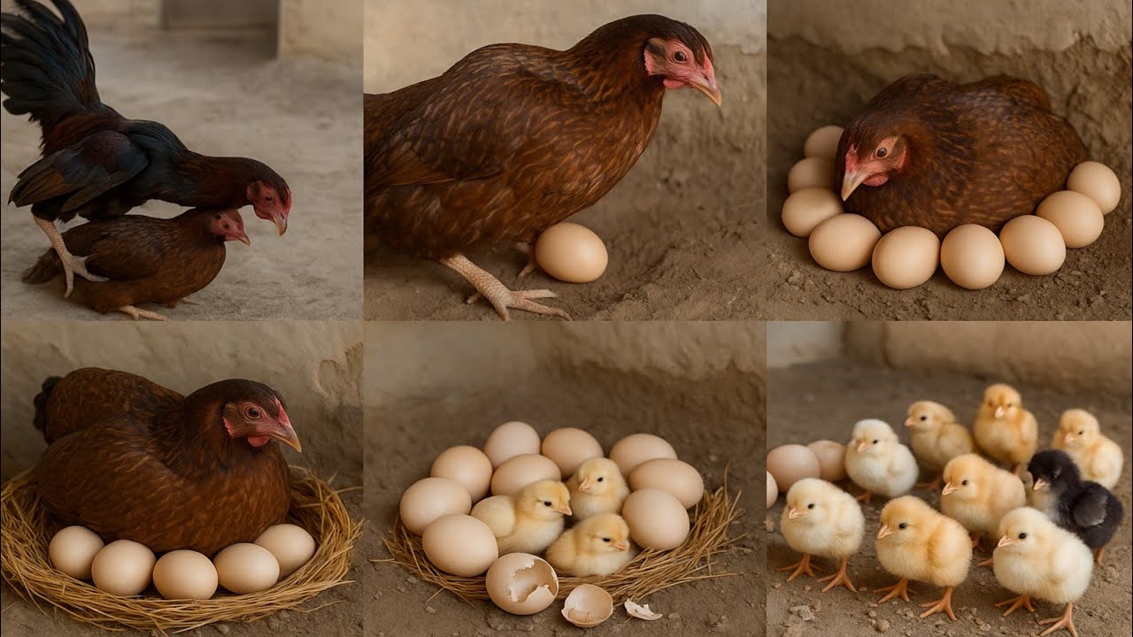 Chestnut-Colored Hen Hatched 7 Chicks from 11 Eggs 🐣 | Aseel Hen Natural Hatching Video