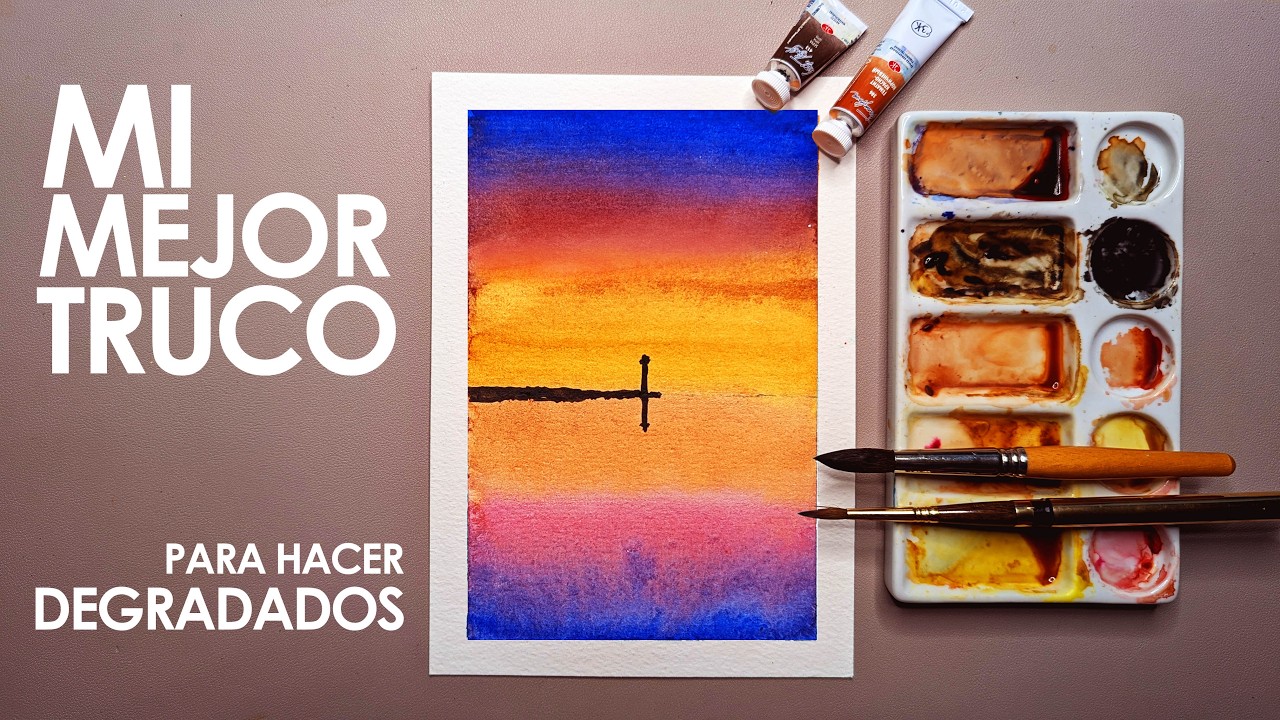 TUTORIAL DEGRADADOS EN ACUARELA paso a paso - EASY WATERCOLOR TUTORIAL: GRADIENTS step by step
