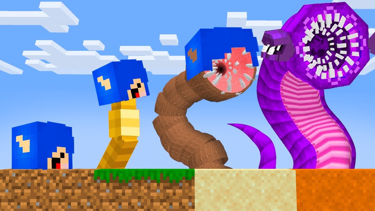 Minecraft mas eu virei uma Minhoca… Gigante