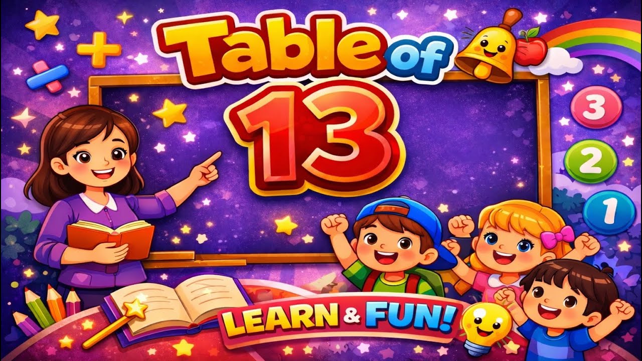 Table of 13 | Multiplication for kids | Math learning | Table 1 TO 20 | Preschool Learning
