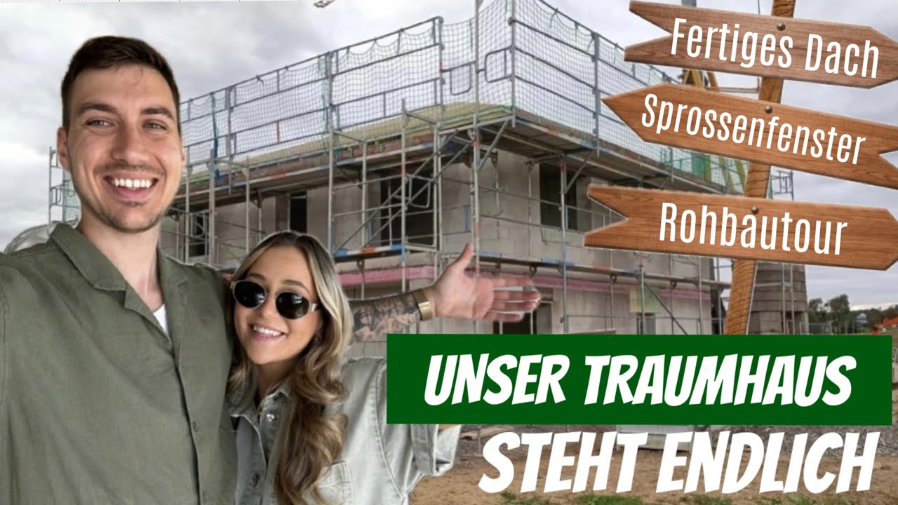 XXL HAUSBAU-UPDATE🏡 Rohbautour, unsere Sprossenfenster & das fertige Dach 😍