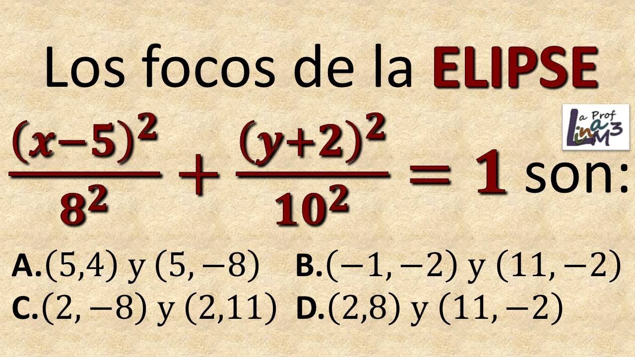 Los focos de la elipse dada la ecuación canónica | La Prof Lina M3