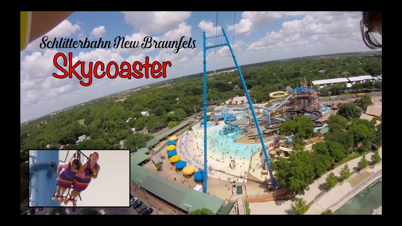 Skycoaster Thrill Ride at Schlitterbahn New Braunfels  GoPro and Ground View