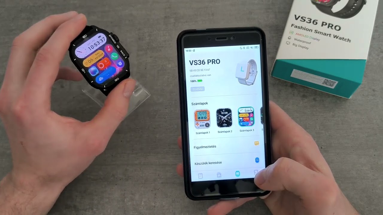 VS36 Pro V&eacute;rnyom&aacute;sm&eacute;rő Okos&oacute;ra Pulzusm&eacute;r&eacute;ssel IP68 Magyar nyelvű men&uuml;vel Teszt &eacute;s Bemutat&oacute;