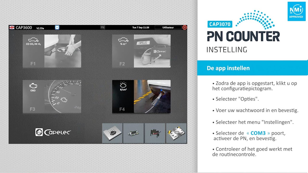 Capelec-APK-deeltjesteller : INSTELLING | NL