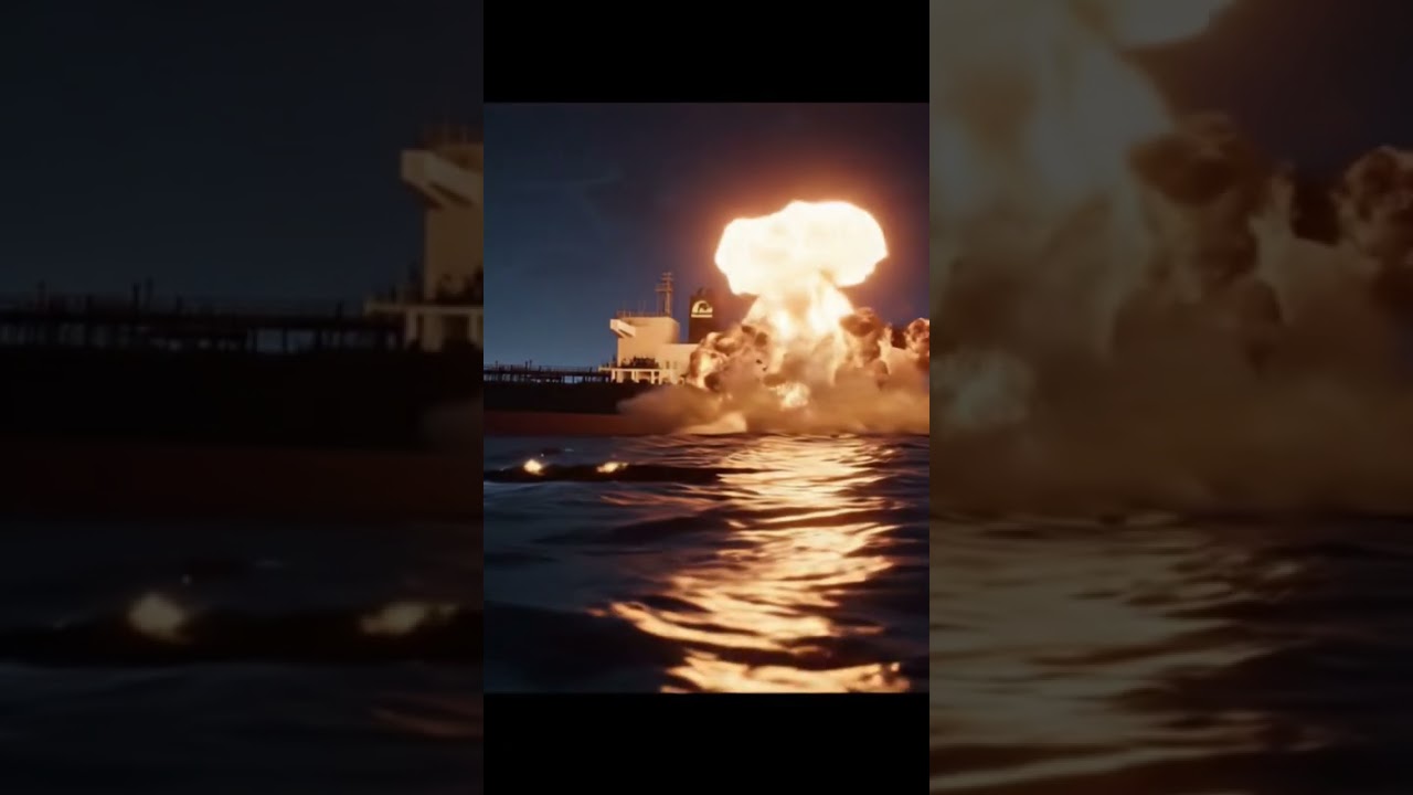 Massive Oil Tanker Explosion at Sea After Collision