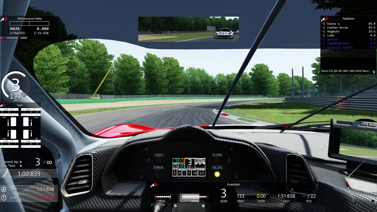 Luke on board Assetto Corsa Fer 458 GT2 on Monza