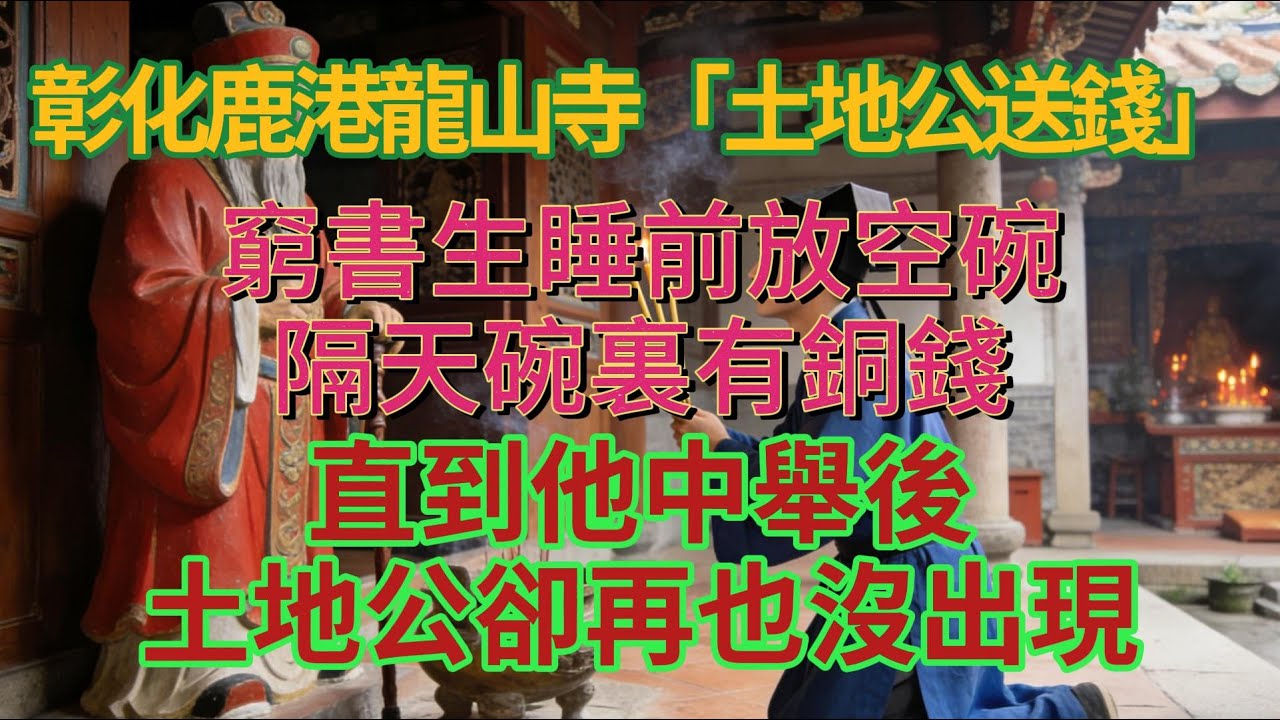 彰化鹿港龍山寺「土地公送錢」？窮書生睡前放空碗，隔天碗裏有銅錢，直到他中舉後，土地公卻再也沒出現？