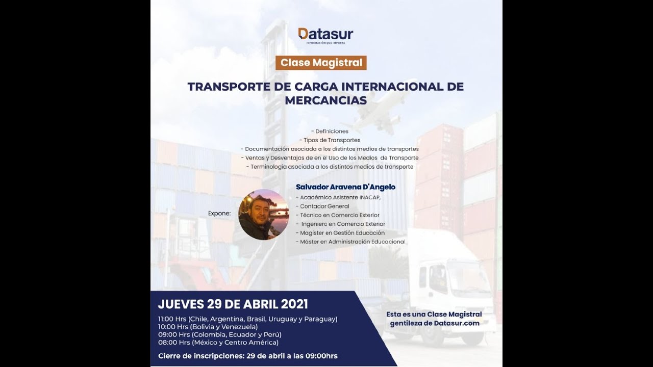 Clase Magistral - Transporte de Carga Internacional de Mercancías