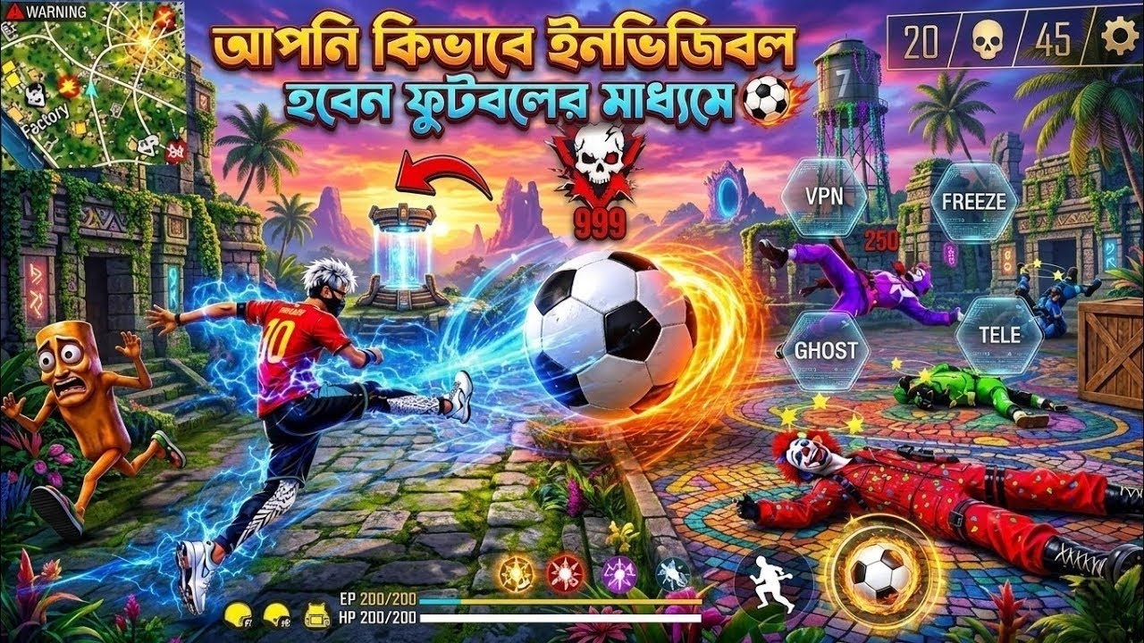 ফুটবল দিয়ে ইনভিজিবল হওয়ার ট্রিক! সেটাপ ভিডিও 🔥 free fire #football #ff foodball hack