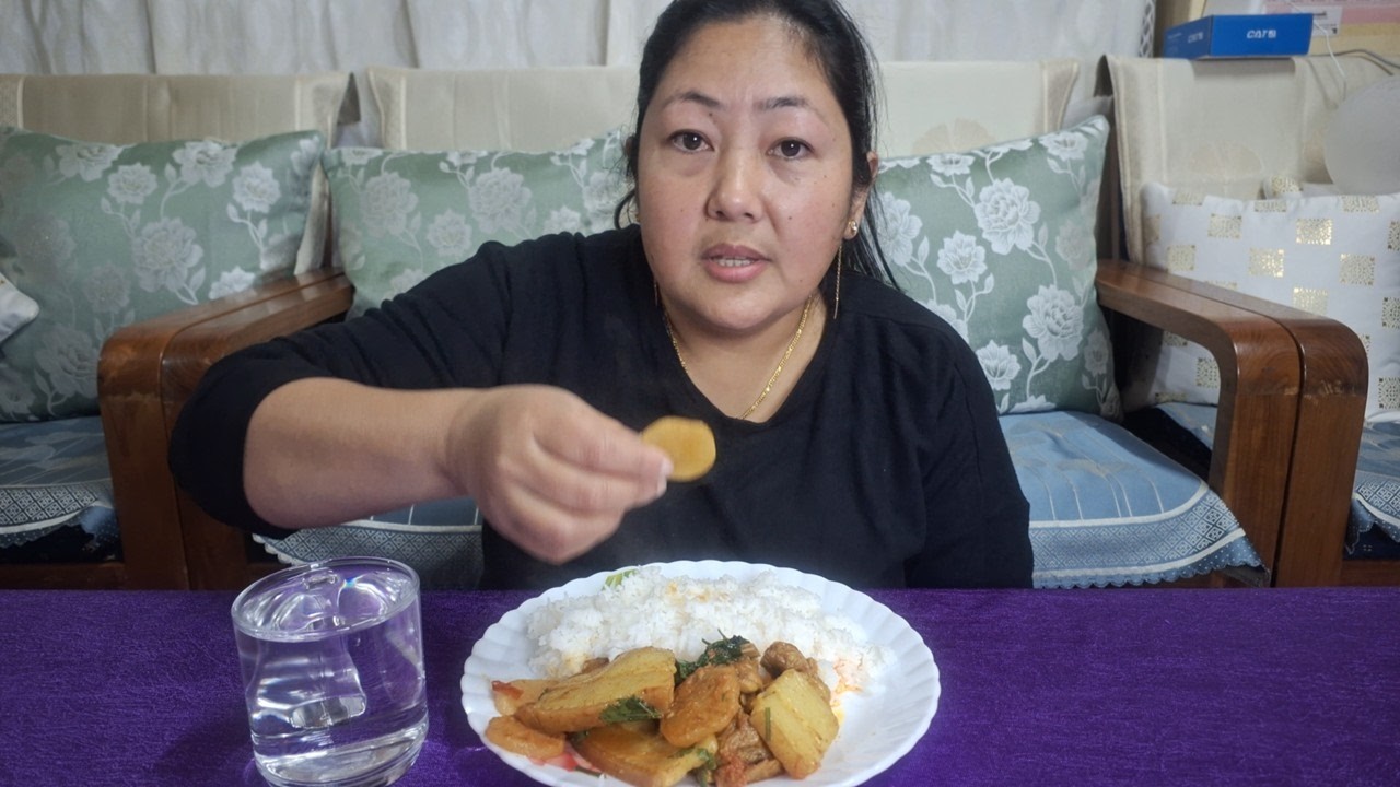 PORK MUKBANG || PORK CURRY WITH BASMATI RICE😋| PORK- RADISH WITH LOCAL RICE.