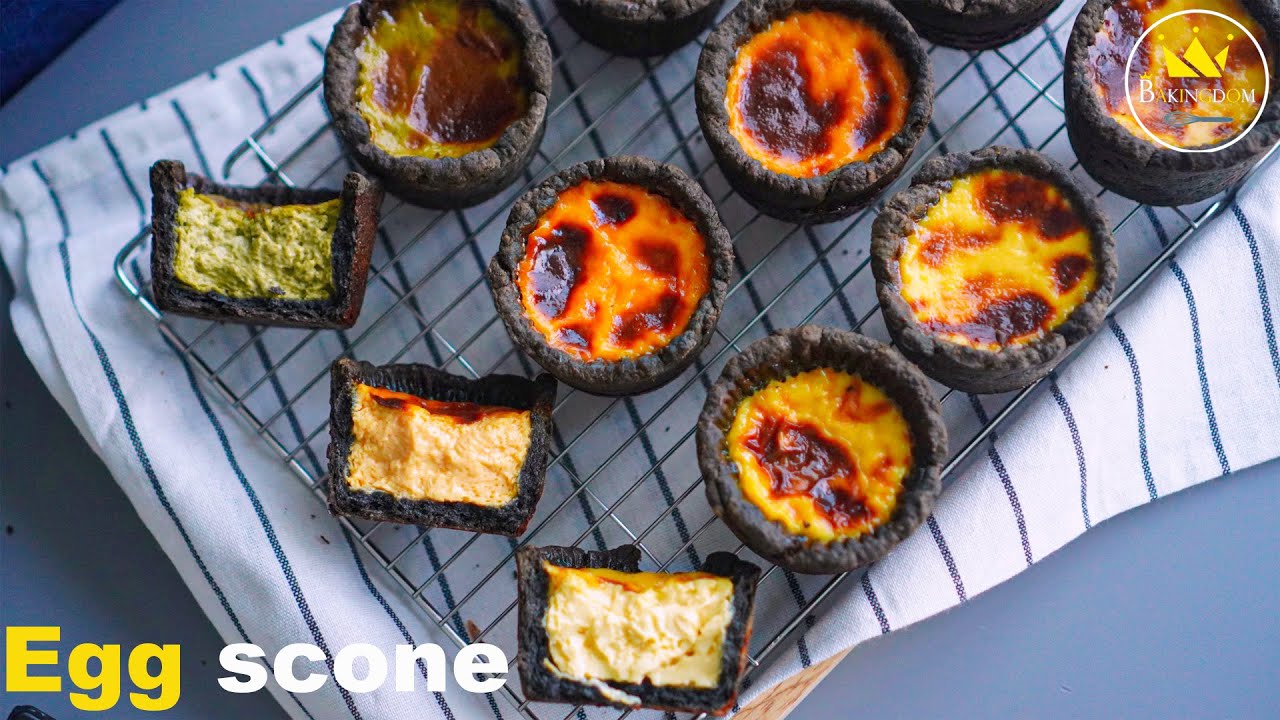 [Eng] 3가지맛 황치즈,말차,에그필링 에그스콘(에그타르트) 만들기 | Making egg scones (egg tarts) | Bakingdom