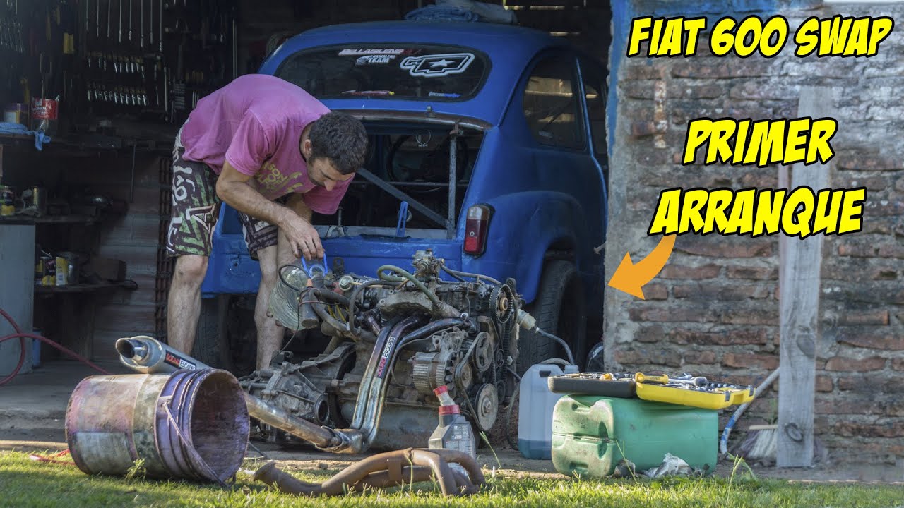 FIAT 600 SWAP CASI TERMINADO - PUESTA EN MARCHA MOTOR 1.4 - ESCAPE LIBRE - Radialero Team