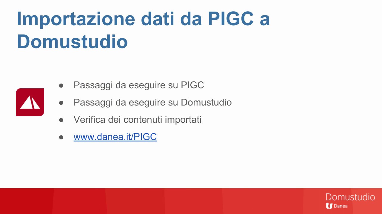 Esportare da PIGC a Domustudio