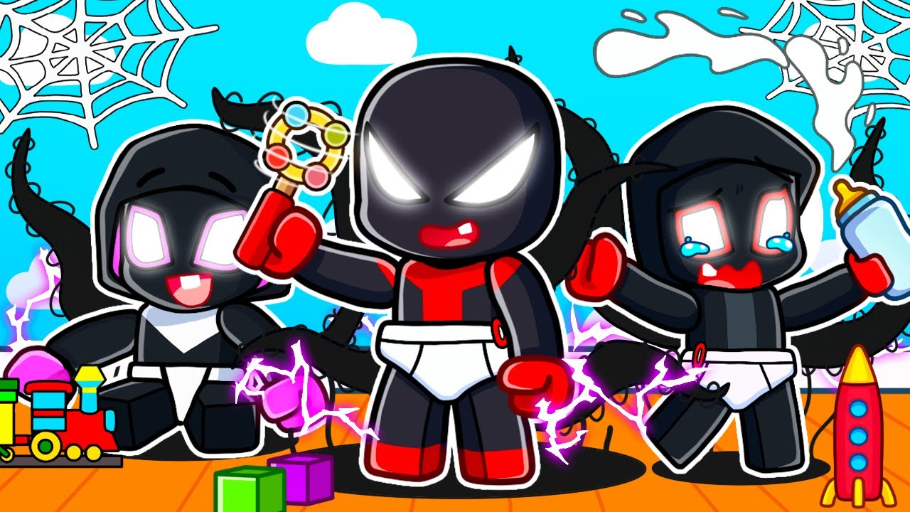 Having a DARK SPIDEY FAMILY In Roblox!