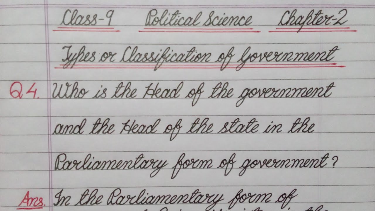 Who is the Head of the government and the Head of the state in the Parliamentary form of government?