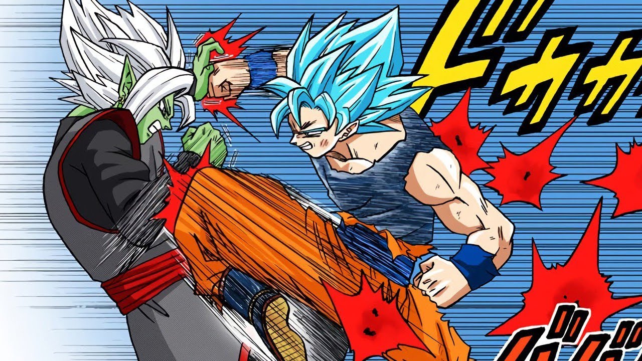 Goku Blue Perfecto VS Merged Zamasu (Manga Color Oficial)