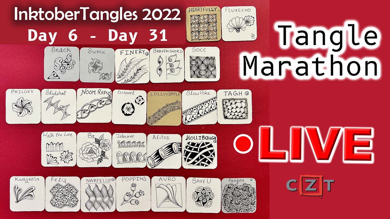 Inktober Tangles 2022 (Day6 - Day31) - Tangle Marathon#33 - Draw with Nidhi Prakash CZT