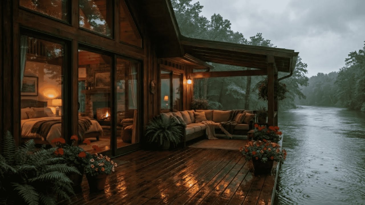 Soothing Rain on a Warm Forest Cabin Under the Trees 🌧️🍃 | Night Relaxation & Sleep