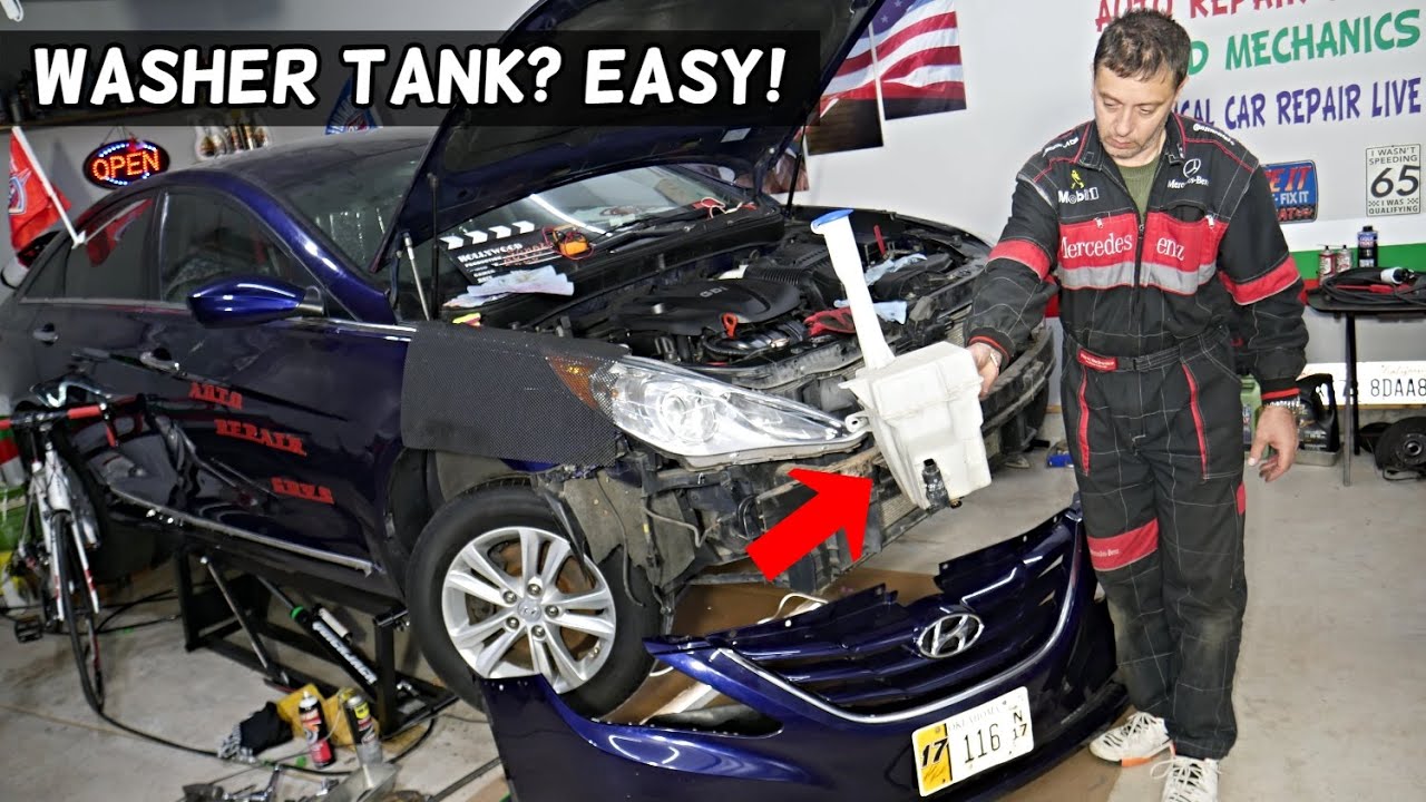 HYUNDAI SONATA WINDSHIELD WASHER RESERVOIR TANK REPLACEMENT REMOVAL