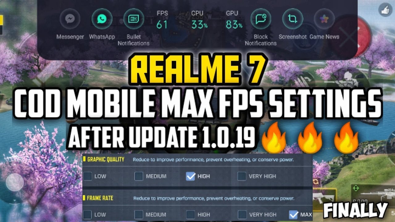 Realme 7 Call Of Duty: Mobile Max frame rate settings after game update 1.0.19 🔥