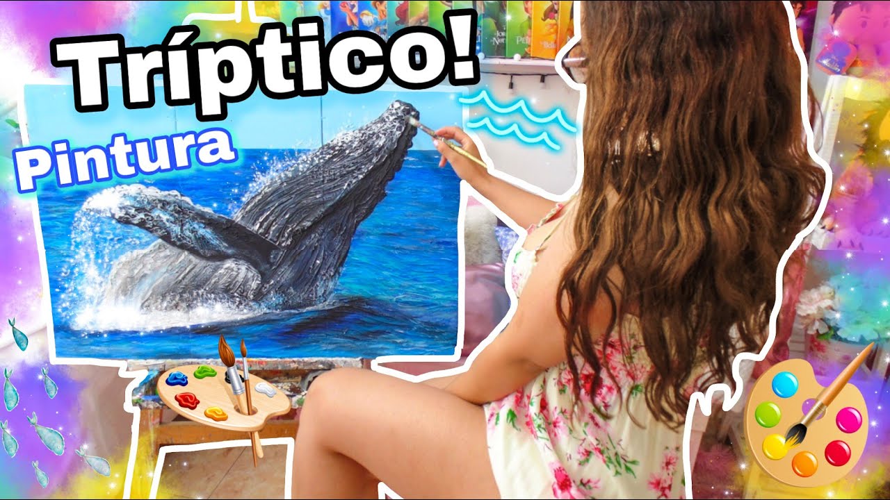PINTO UNA BALLENA TRIPTICO COMO HACER UN TRIPTICO  PINTURAS DE TRES PIEZAS VANEVART HOW TO PAINT