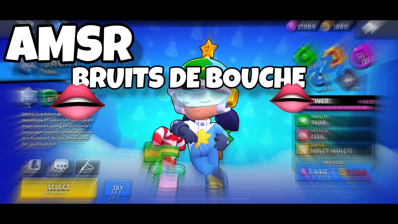 ASMR - BRAWL STARS PRESENTATION DE MON CASIER (+70 skins) + bruits de bouche 👄