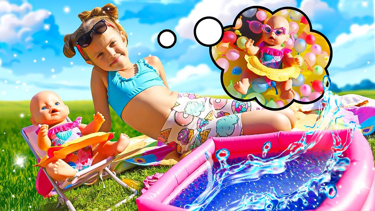 Майя и Лина купаются в бассейне 🌊 Шарики для воды, игры и веселье!🎈