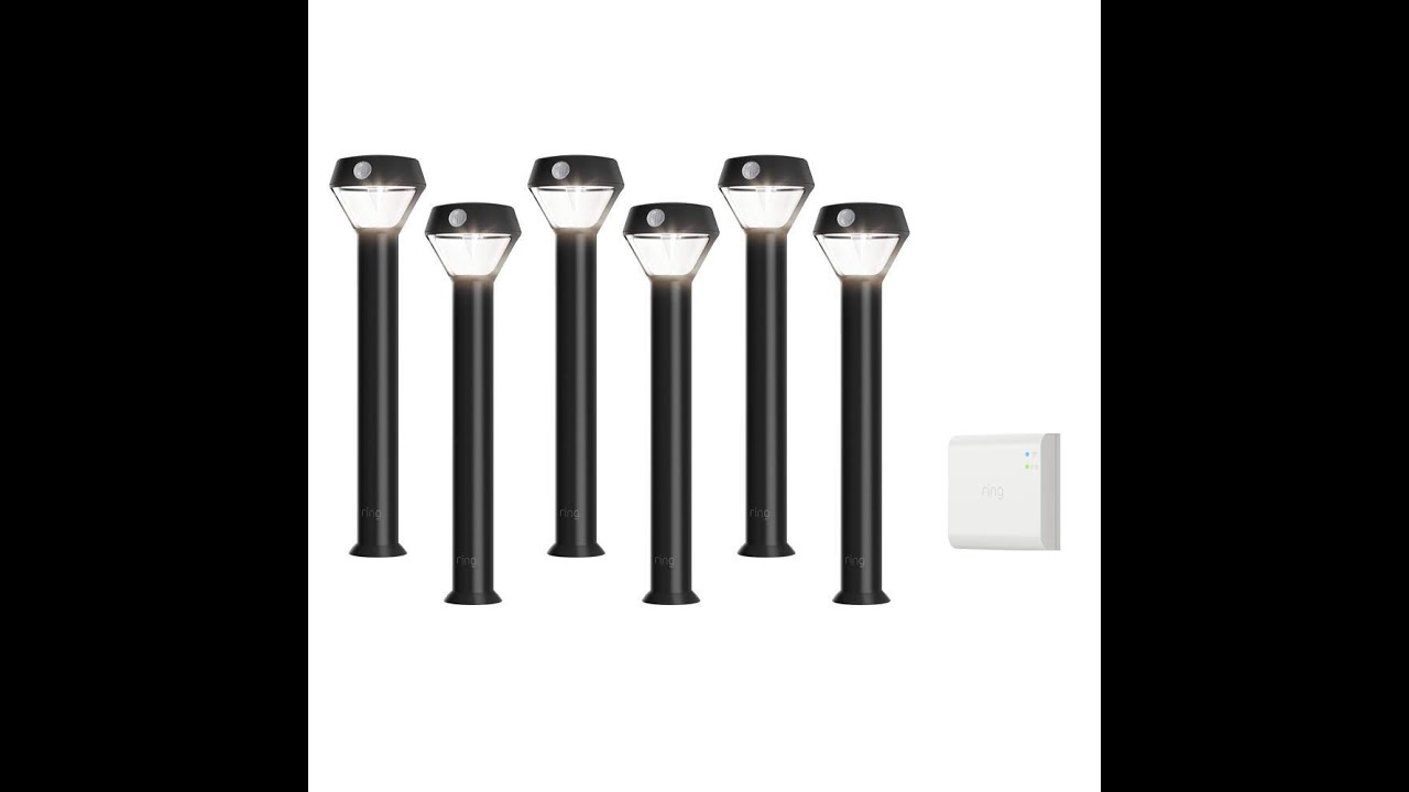 Ring Solar Pathlight   Outdoor Motion Sensor Security Light, Black Starter Kit 6 pack