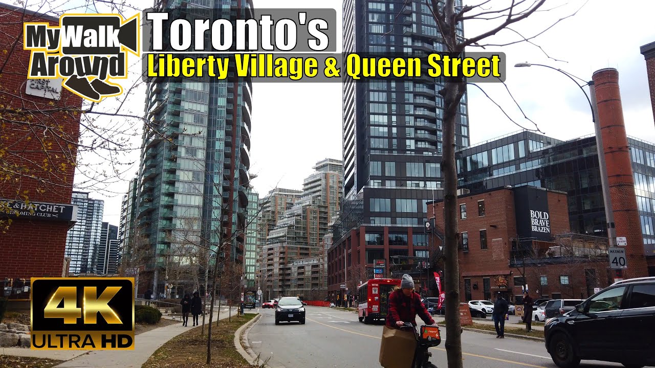 Wandering Liberty Village and Queen Street during a cold -2 degree Toronto Day (4k walking video)
