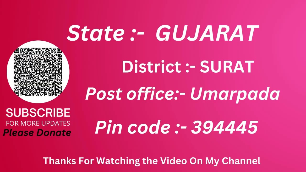 Gujarat Surat Umarpada Ka pin code 394445 / Surat Umarpada ka post office