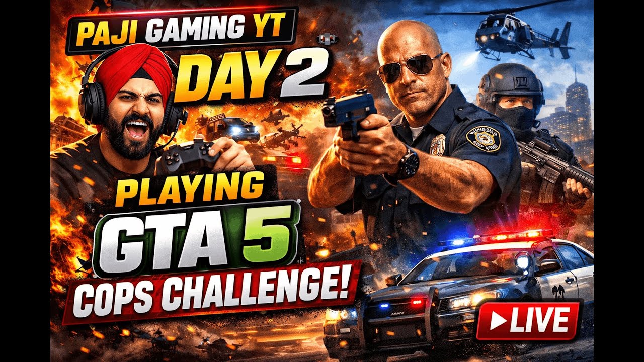 GTA 5 Cops Challenge – DAY 5 🚓🔥 | Crazy Police Chase LIVE | PAJI GAMING YT 