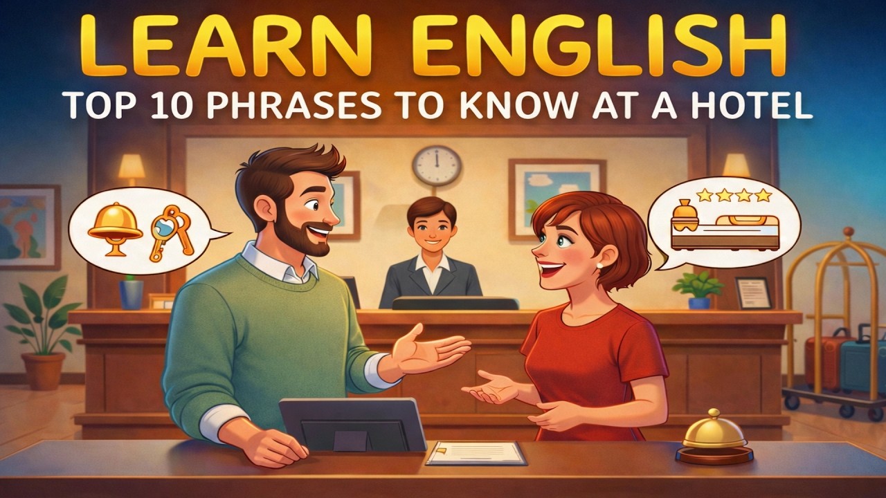 Top 10 English Phrases at a Hotel. Learn English. Easy English Listening. Hotel English