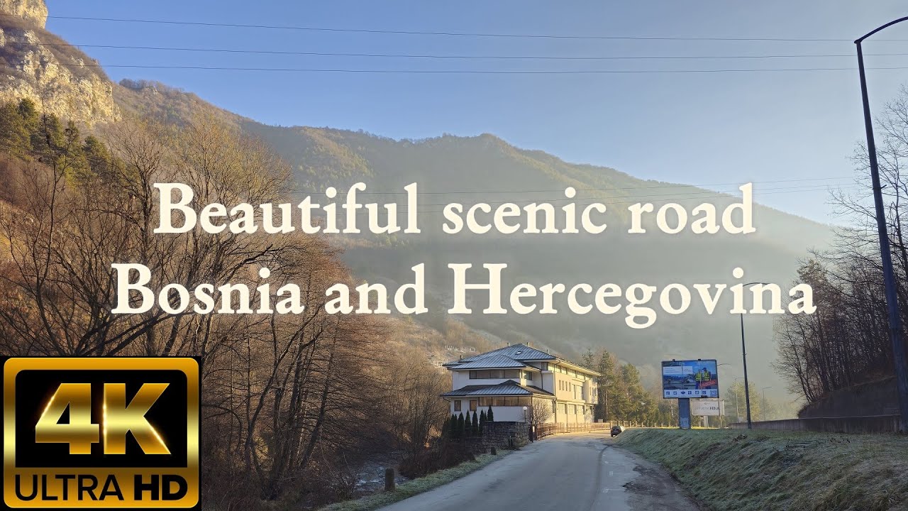 4k driving video  Bosnia road trip. Beautiful scenic road Bosnia 